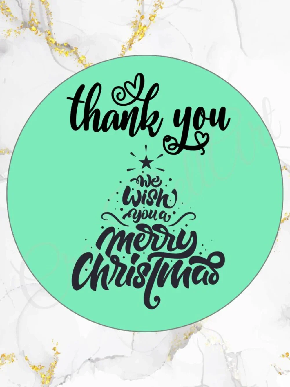 100 Christmas Thank You Stickers –Merry Christmas Tree Design